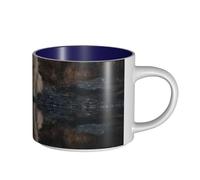 UYHhgqw The Wolf by The River Tasse en céramique pour femme, tasses à café, grande capacité et poignée, pour bureau, maison