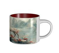 UYHhgqw White Deer in The Mountains Tasse en céramique pour femme, tasses à café, grande capacité et poignée, pour bureau, maison