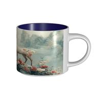 UYHhgqw White Deer in The Mountains Tasse en céramique pour femme, tasses à café, grande capacité et poignée, pour bureau, maison