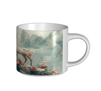 UYHhgqw White Deer in The Mountains Tasse en céramique pour femme, tasses à café, grande capacité et poignée, pour bureau, maison