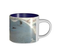 UYHhgqw White Fox Tasse en céramique pour femme, tasses à café, grande capacité et poignée, pour bureau, maison