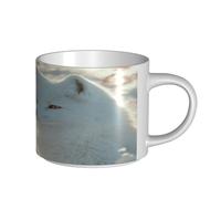 UYHhgqw White Fox Tasse en céramique pour femme, tasses à café, grande capacité et poignée, pour bureau, maison