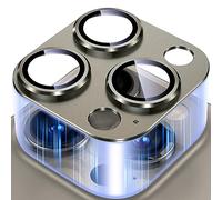 Uyiton Compatible avec iPhone 15 Pro/iPhone 15 Pro Max Caméra Protection, [Conception Intégrale] Verre Trempé Protection Caméra Arrière Compatible avec iPhone 15 Pro/iPhone 15 Pro Max- Gris