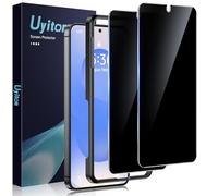 Uyiton Lot de 2 films de protection d'écran en verre blindé pour Samsung Galaxy S25 - Dureté 9H - Avec pochoir - Protection de confidentialité à 28 ° - Couverture complète - Verre blindé anti-espion