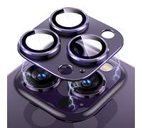 Uyiton Pour iPhone 14 Pro/iPhone 14 Pro Max Caméra Protection, Conception d'une Seule Pièce Alliage D'aluminium Verre Trempé Protection Objectif Caméra Arrière - Violet