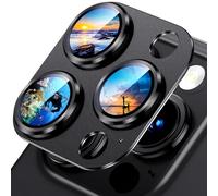 Uyiton Pour iPhone 15 Pro/iPhone 15 Pro Max Caméra Protection, Conception Intégrale Verre Trempé Protection Objectif Caméra Arrière Pour iPhone 15 Pro/iPhone 15 Pro Max - Noir