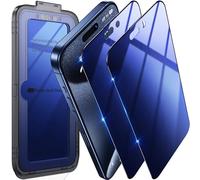 Uyiton Pour iPhone 15 Pro Max Verre Trempé Anti - Espion,[Bleu] [Double Durabilité] Protection D'écran Anti-Espion à Couverture Complète