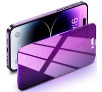 Uyiton Protection d'écran de confidentialité pour iPhone 14 Pro Max, double durabilité, anti-espion, couleur froide, verre de confidentialité HD, installation facile avec cadre de 17 cm - Violet