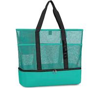 UYLIA Sac de Plage en Maille Cabas Femme Grand Sac Isotherme Repas Homme Famille Fourre-Tout élégant Et Durable Pour Vacances Camping Voyage Plage (Vert)