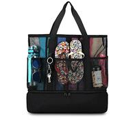 UYLIA Sac de Plage en Maille Cabas Femme Grand Sac Isotherme Repas Homme Famille Fourre-Tout élégant Et Durable Pour Vacances Camping Voyage Plage (Noir)