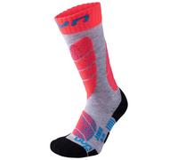 UYN Mixte Enfant Ski Socks, Gris Clair/Corail Fluo, 35-38 EU