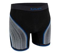 UYN Man Running Alpha Ow Short de Course pour Homme L Gris Charbon/Bleu.