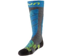 UYN Mixte Enfant Ski Socks, Gris Moyen Chiné/turquoise, 31-34 EU