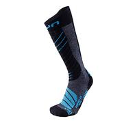 UYN Wintersports Chaussettes de Ski Techniques Hommes, Medium Grey Melange/Azure, 45-47