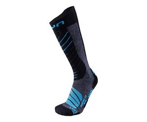 UYN Wintersports Chaussettes de Ski Techniques Hommes, Medium Grey Melange/Azure, 45-47