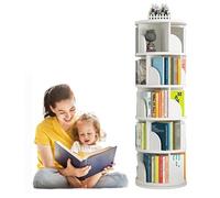 uyoyous Étagère à livres rotative à 5 niveaux - Blanche - Étagère de rangement haute - Pour la maison, le salon, l'étude, le bureau