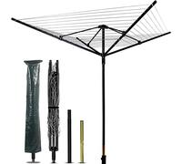 uyoyous Séchoir à linge rotatif extérieur, de type parapluie, avec douille de fond, housse de protection, 50 m, corde à linge stable, pour le jardin