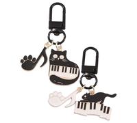 UYRVAPE 2pcs Porte-clés en acier inoxydable Notes De Piano noir Chat Pendentif De Sac En Alliage À GratterOrnements pour petit ami, petite amie, épouse, mari, fiancée, meilleur ami