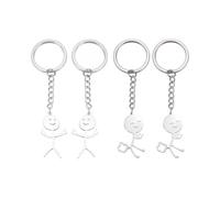 UYRVAPE 4pcs Porte-clés Drôle Smiley Figurine de Visage Langue Des Signes Porte-clés, Doigt Stickman mignon tendance sac clé de voiture pendentif Couple cadeau porte-clés