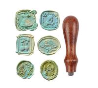 UYRVAPE 6pcs Cachet de Cire, Sceau de Sceau Vintage en Cire, Tampon Cire à Sceller avec Poignée en bois, Kit de Sceau de Cire à Sceller pour Mariage, Enveloppes, Invitations