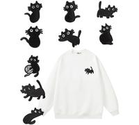 UYRVAPE 9pcs Patch Thermocollant Ecusson Thermocollant Ecusson a Coudre, Patch Thermocollant chat noir Ecusson Thermocollant Ecusson a Coudre pour Vêtement T-Shirt Jeans Veste