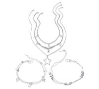 UYRVAPE Collier étoile en argent Y2K ensemble de bijoux - 3PCS collier grunge Kawaii colliers mignons esthétique vintage Emo bijoux noël nouvel an bijoux Mode cadeau pour les femmes