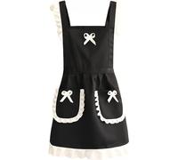 UYRVAPE Femme Tablier, Tabliers Noirs avec 2 Poches, Tabliers de Cuisine Imperméables, Tablier de Chef pour Cuisiner, Jardiner, Tabliers de princesse comme Cadeaux pour Maman, Femme, Petite Amie