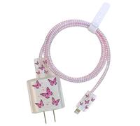 UYRVAPE Kits de Protecteur de Câble pour Chargeur Compatible avec iPhone, Protege Câble avec Jolie Fleur pour Filles, Chargeur Cord Saver Protecteur de Câble, USB-C Chargeur Protecteur(Rose)