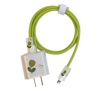 UYRVAPE Kits de Protecteur de Câble pour Chargeur Compatible avec iPhone, Protege Câble avec Jolie Fleur pour Filles, Chargeur Cord Saver Protecteur de Câble, USB-C Chargeur Protecteur(Vert)