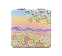 UYRVAPE Miroir de Poche Peinture à l'huile Fleur Rétro, Miroir Compact,Petit Miroir pour Sac à Main, Mini Miroir de Maquillage de Voyage Portable, Miroir Pliable Grossissant 1x/2x pour Femmes,Style 4