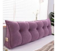 UYSELA Coussin de tête de lit Support de Dossier de Lecture Coussin de Relaxation en Forme de Coin avec Couvercle Amovible Poche zippée Lombaire Dossier de Couchage,Violet,Length 150cm/59.05in