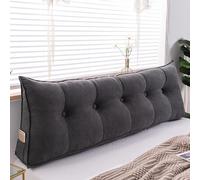 UYSELA Coussin de tête de lit Support de Dossier de Lecture Coussin de Relaxation en Forme de Coin avec Couvercle Amovible Poche zippée Lombaire Dossier de Couchage,Noir,Length 180cm/70.86in