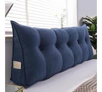 UYSELA Coussin de tête de lit Support de Dossier de Lecture Coussin de Relaxation en Forme de Coin avec Couvercle Amovible Poche zippée Lombaire Dossier de Couchage,Bleu,Length 80cm/31.49in