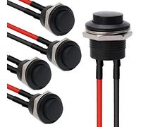 UYSSJTGAZ 5PCS Interrupteur à Bouton-Poussoir momentané Rond de 16 mm SPST 3A AC250V/6A AC125V 2 Broches 1NO avec Fil pré-soudé R13-507(Black+Red+Blue+Yellow+Green,PINK-16MM)