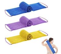 UYST 3 pièces Bain africains avec Corde Filet Africain Eponge Exfoliante Nylon Gratte Massage Retire éponge en Maille pour Douche et Les Peaux Mortes Corps Couleurs