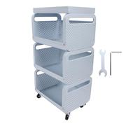 UYSTDMXKA Étagères Mobiles en Acier Inoxydable, Organisateur de Rangement sur Pied avec roulettes, étagère Utilitaire Blanche pour Le Rangement des collations, épices et Fruits dans la (3 Niveaux)