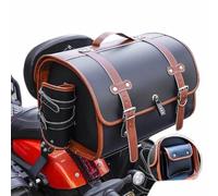 UYTKTN Sacoche Moto pour Honda Monkey 125 Monkey125, 33L de Capacité Imperméable Valise Moto Sac de Voyage Pratique et Élégant, Coffre en Cuir Moto Top Case Moto,B Black+Brown