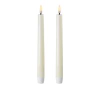 Uyuni Piffany Copenhagen Lighting Taper Lot de 2 bougies LED en cire véritable Ivoire 2,3 x 20 cm Fonction minuterie 6 heures Pas de risque d'incendie, pas de suie et pas d'odeur