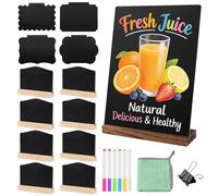 UYUYong 13 Pièces Mini Tableau Noir Avec Support Petite Ardoise De Table Mini Panneau D'affichage Buffet Signes Avec Marqueur Chiffon De Nettoyage Pour Mariages Marque Places Boulangeries Cafés