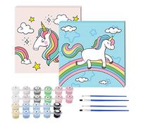 UYUYong 2 Pièces Peinture Numero Enfant Licornes Peinture à l'huile Numéro Enfants Loisirs Créatifs Fille 5 6 7 8 9 ans Peinture Numero +Pigments