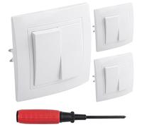 UYUYong 3 PCS Interrupteur Va et Vient 10A 250V Interrupteurs Mural Double de Vis Interrupteurs Encastrable Poussoir Interrupteur Lumiere Avec Stylo à Vis pour Escalier Couloir Chambre à Coucher-Blanc