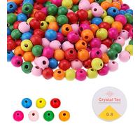 UYUYong 600 Pièces Perles Colorées à Enfiler Perles à Enfiler Enfant Boules Bois Percées Perles en Bois Gros Trou pour Bricolage Bracelet Bijoux Collier