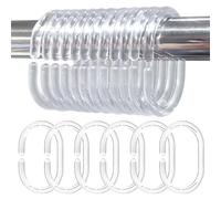 UYVPAER Anneaux Rideau De Douche, 24Pcs Crochets De Rideau De Douche en Forme De C, Transparent Anneau Rideau Douche, Adaptés À La Plupart des Tringles De Douche
