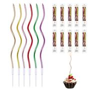 UYVPAER Bougies,60 Pièces Bougies De Gâteau En Spirale,Bougies D'Anniversaire Torsadées,Longue Chandelle Pour Anniversaire,Bougies De Cupcake Décoration De Fête De Mariage(A)