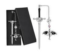 UYVPAER Marque-Page Dragon Épée,Marque Page Metal Personnalisable,Avec Pendentif Sworddragon,Cadeau D'Anniversaire Pour Les Amateurs De Livres,Rat De Bibliothèque,Lecteur