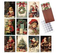 UYXiNONE Lot de 10 cartes postales vintage de Noël + 10 enveloppes - Cartes de vœux de Noël - Décoration de chambre à coucher - Mini-poster