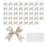 UYXiNONE Lot de 50 nœuds préfabriqués 9 x 8 cm avec points adhésifs - Nœuds en ruban satiné autocollant pour emballage cadeau, décoration de mariage, décorations de sapin de Noël (champagne)