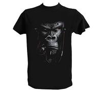UZ Design Tee Shirt Gorille Homme Enfant Bikers Bad Monkey Smoking, Noir Enfant 12-14 Ans