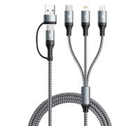 UZAHSK Multi Charging Cable, 3 in 2 Multi Charging Cord with Data Transfer [3A 1.2M] Nylon Braided Fast Charger Cord, USB A/C charging cable Fast charging cable Universal with Micro/Type C/Lightning