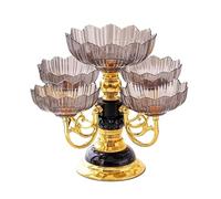 UZAMIRLEX Grande coupe à fruits en métal, Ensemble de plateaux d'apéritifs floraux élégants avec bols rotatifs, noir(Black)